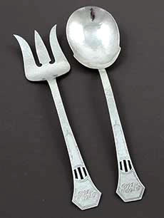 The Merrill Shops NY arts and crafts sterling salad serving set